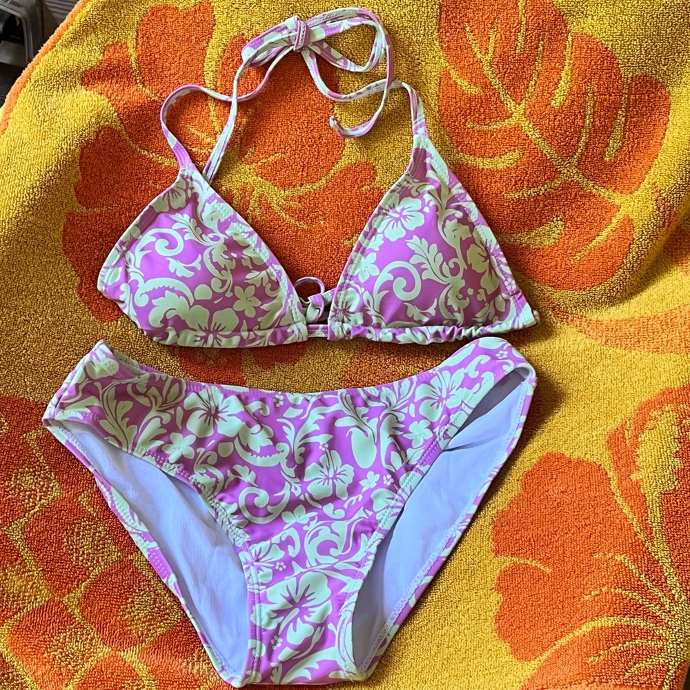 Dolphin Love 2pc Tween Big Girls Size 16 Bikini Swimsuit Pink Floral
